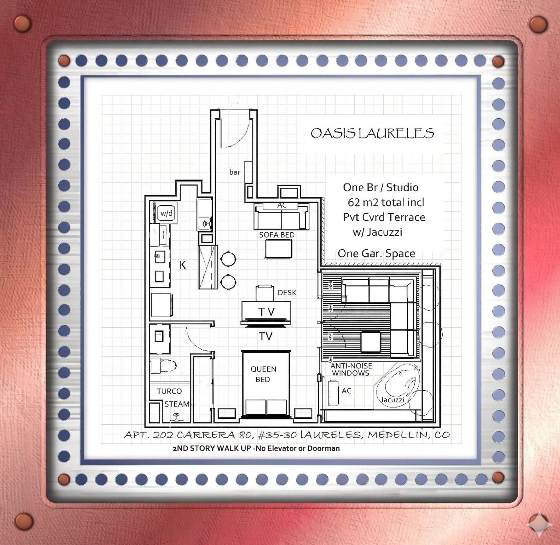 Oasis Laureles floor plan — Apt. 202, Carrera 80 #35-30, Laureles, Medellín